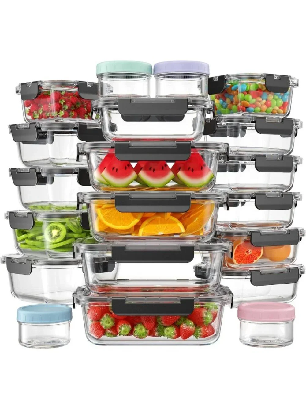 40 PCS Glass Food Storage Containers Set with Lids - Airtight, BPA-Free